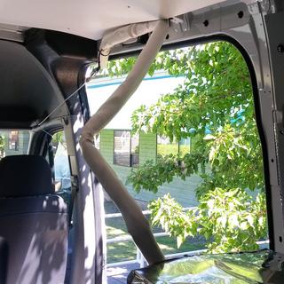 Sample line leading out of the van window